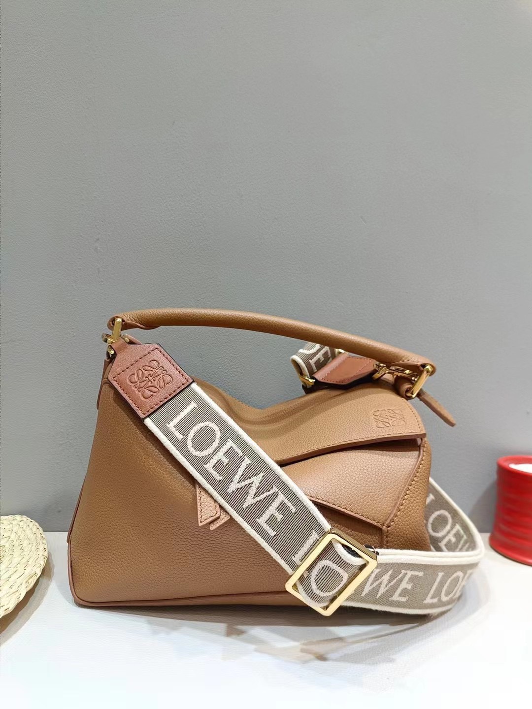 Loewe Small Puzzle Bag in Soft Grained Calfskin Toffee